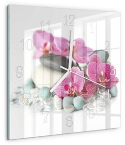 Skleněné hodiny Orchideje zskb-30x30-00079997