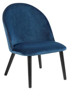 Čalouněná židle Manley tmavě modrá, velur, nohy dub tmavé