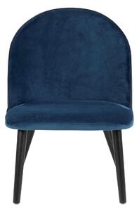 Čalouněná židle Manley tmavě modrá, velur, nohy dub tmavé