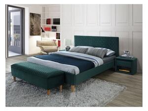 Zelená čalouněná lavice k posteli AZURRO VELVET 78