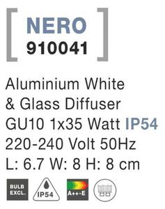 NOVA LUCE venkovní nástěnné svítidlo NERO hliník bílé skleněný difuzor GU10 1x7W 220-240V IP54 bez žárovky světlo dolů 910041