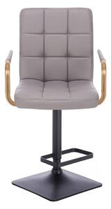 LuxuryForm Barová židle VERONA GOLD na černé hranaté základně - šedá