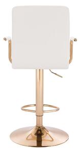 LuxuryForm Barová židle VERONA GOLD na zlatém talíři - bílá