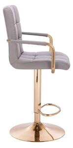 LuxuryForm Barová židle VERONA GOLD na zlatém talíři - šedá