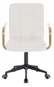 LuxuryForm Židle VERONA GOLD na černé podstavě s kolečky - bílá