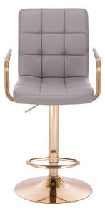 LuxuryForm Barová židle VERONA GOLD na zlatém talíři - šedá