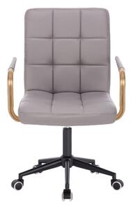 LuxuryForm Židle VERONA GOLD na černé podstavě s kolečky - šedá