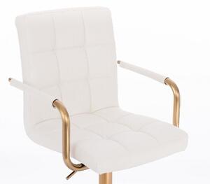 LuxuryForm Židle VERONA GOLD na černé podstavě s kolečky - bílá
