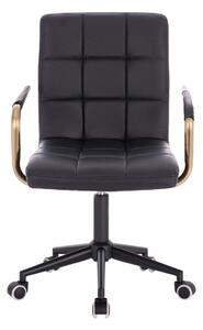 LuxuryForm Židle VERONA GOLD na černé podstavě s kolečky - černá
