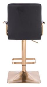 LuxuryForm Barová židle VERONA GOLD na zlaté hranaté základně - černá