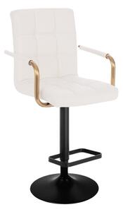 LuxuryForm Barová židle VERONA GOLD na černém talíři - bílá
