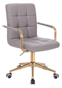 LuxuryForm Židle VERONA GOLD na zlaté podstavě s kolečky - šedá