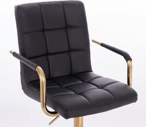 LuxuryForm Židle VERONA GOLD na zlaté podstavě s kolečky - černá