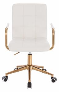 LuxuryForm Židle VERONA GOLD na zlaté podstavě s kolečky - bílá