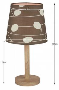 Stolní lampa, dřevo / látka vzor listy, QENNY 6