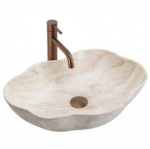 Rea Pearl umyvadlo 50.5x38 cm na pult hnědá/béžová REA-U0619