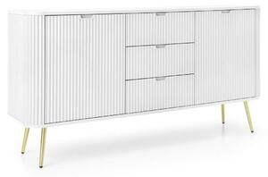 Bílá komoda se zásuvkami, výška 168 cm, moderní design, vhodná do obývacího pokoje