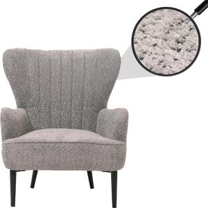 Křeslo HWC-K37, křeslo typu "cocktail" nebo "uši", čalouněné, retro, vintage, potahová látka chenille (500 g/m²), barva: šedá