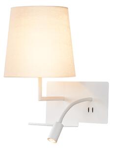 SLV 1003459 Somnila Flex, nástěnné svítidlo k posteli, 1x E27 + LED 3W 3000K, bílá, verze vlevo, USB přípojka