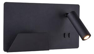 SLV 1003455 Somnila Flex, nástěnné svítidlo k posteli, LED 13W 3000K, černá, verze vlevo, USB přípojka