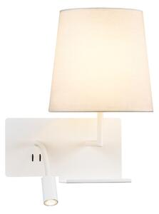 SLV 1003460 Somnila Flex, nástěnné svítidlo k posteli, 1x E27 + LED 3W 3000K, bílá, verze vpravo, USB přípojka