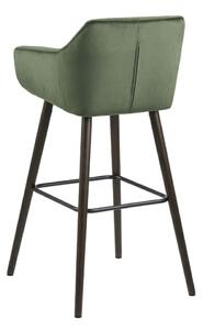 Barová židle Nora VIC lesní zeleň, velur/nohy černé - dub