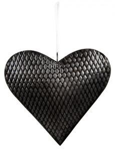 Šedo-černé antik závěsné kovové srdce – 25x4x25 cm