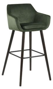 Barová židle Nora VIC lesní zeleň, velur/nohy černé - dub