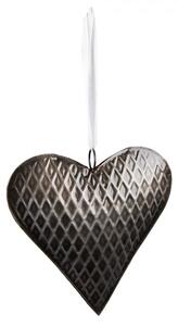 Šedo-černé antik závěsné kovové srdce – 15x3x15 cm