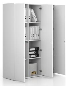 Kancelářská skříň FRAME, 3x dveře, 1299 x 450 x 1735 mm, PUSH-lock, bílá