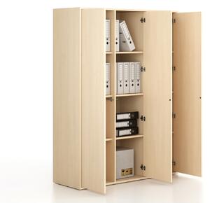 Kancelářská skříň FRAME, 3x dveře, 1299 x 450 x 1735 mm, PUSH-lock, bříza