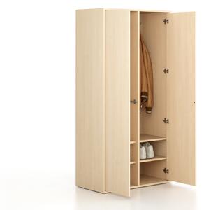 Šatní skříň FRAME, 2 oddíly, 872 x 450 x 1735 mm, PUSH-lock, bříza