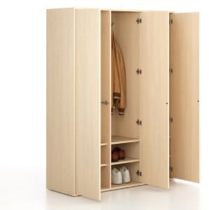 Šatní skříň FRAME, 3 oddíly, 1299 x 450 x 1735 mm, PUSH-lock, bříza