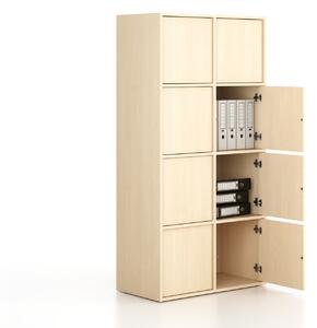 Kancelářská skříň FRAME, 8x dveře, 872 x 450 x 1735 mm, PUSH-lock, bříza