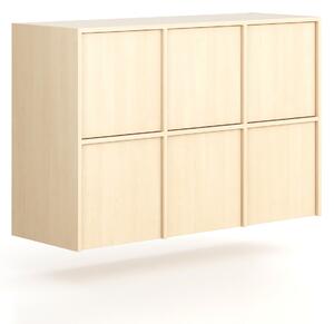 Nástavba pro skříně FRAME, 6x dveře, 1299 x 450 x 854 mm, PUSH-lock, bříza