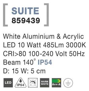NOVA LUCE venkovní nástěnné svítidlo SUITE bílý hliník a akryl LED 10W 3000K 100-240V 140st. IP54 859439