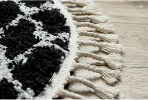 Kusový koberec Shaggy Etnic černý kruh 160cm