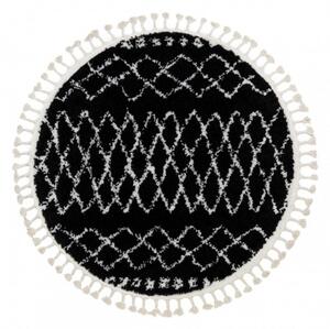 Kusový koberec Shaggy Etnic černý kruh 160cm