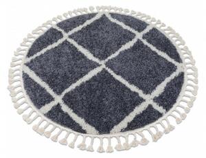 Kusový koberec Shaggy Cross šedý kruh 120cm