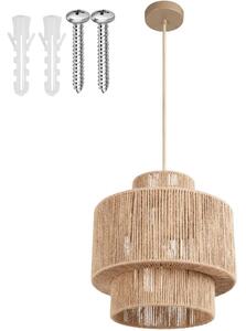 Tectake Závěsné svítidlo Allegra z juty v boho stylu, 40W - přírodní