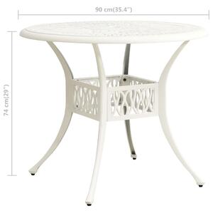 Zahradní stůl Hemsing - litý hliník - 90x90x74 cm | bílý