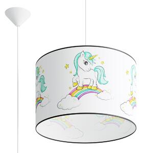 Dětské závěsné svítidlo Unicorn, 1x plastové stínítko se vzorem, (fi 40cm)