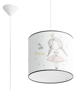 Dětské závěsné svítidlo Princess, 1x plastové stínítko se vzorem, (fi 30cm)