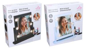 Zrcátko na líčení Touch of Beauty s osvětlením - sklopné o 180 stupňů - LED zrcátko - náhodné v bílé nebo černé barvě