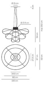 Axolight Hoops 3, bílé závěsné svítidlo, 2x16W LED 3000K stmívatelné, prům. 100cm, výška 54cm