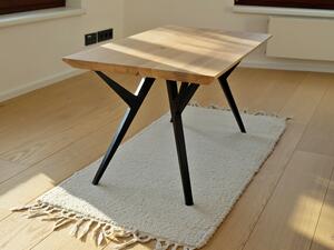 Konferenční stolek Mandelík Typ a sukovitost dřeva: Dub sukovitý/rustikální (0 Kč), Barva kovových nohou: Černá mat - RAL 9005 (0 Kč), velikost stolku (D x Š x V): 100 x 55 x 50 (cm)