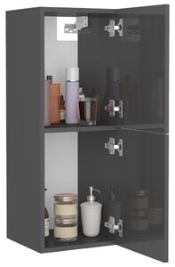 Koupelnová skříňka Skei - dřevotříska - 30 x 30 x 80 cm | šedá vysoký lesk