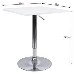 TEMPO Barový stůl s nastavitelnou výškou, bílá, 60x70-91 cm, FLORIAN 2 NEW