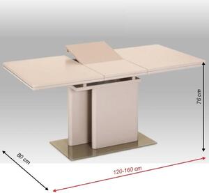 TEMPO Jídelní rozkládací stůl, capuccino extra vysoký lesk, 120-160x80 cm, Virat