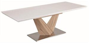 Tempo Kondela Jídelní stůl, bílá extra vysoký lesk HG/dub sonoma, 160x90 cm, DURMAN